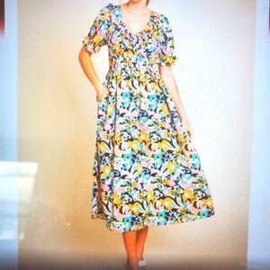 Jodifl Geometric Print Midi Dress Medium NWT